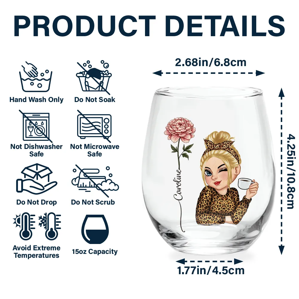Birth Flower You Are Amazing And Strong - Personalized Stemless Wine Glass - Image 5