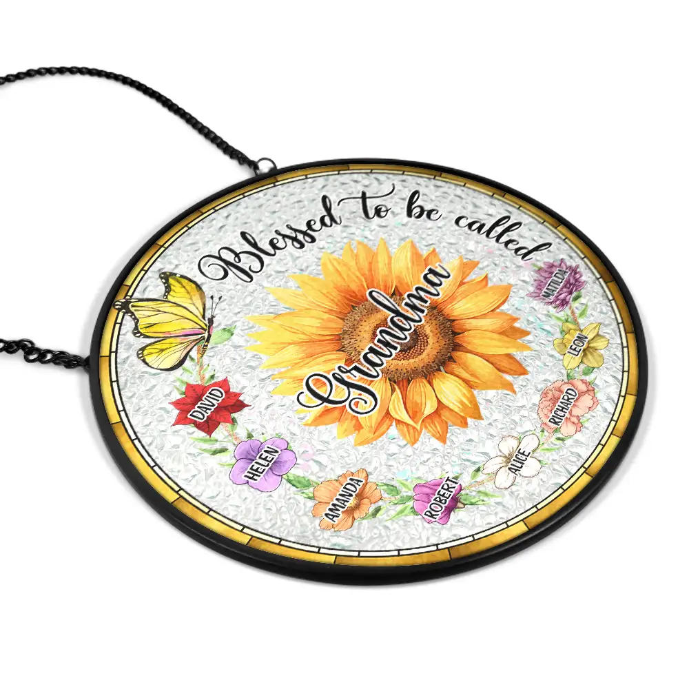 Birth Flowers Bless to Be Called - Personalized Stained Glass Window Hanging Suncatcher - Image 2