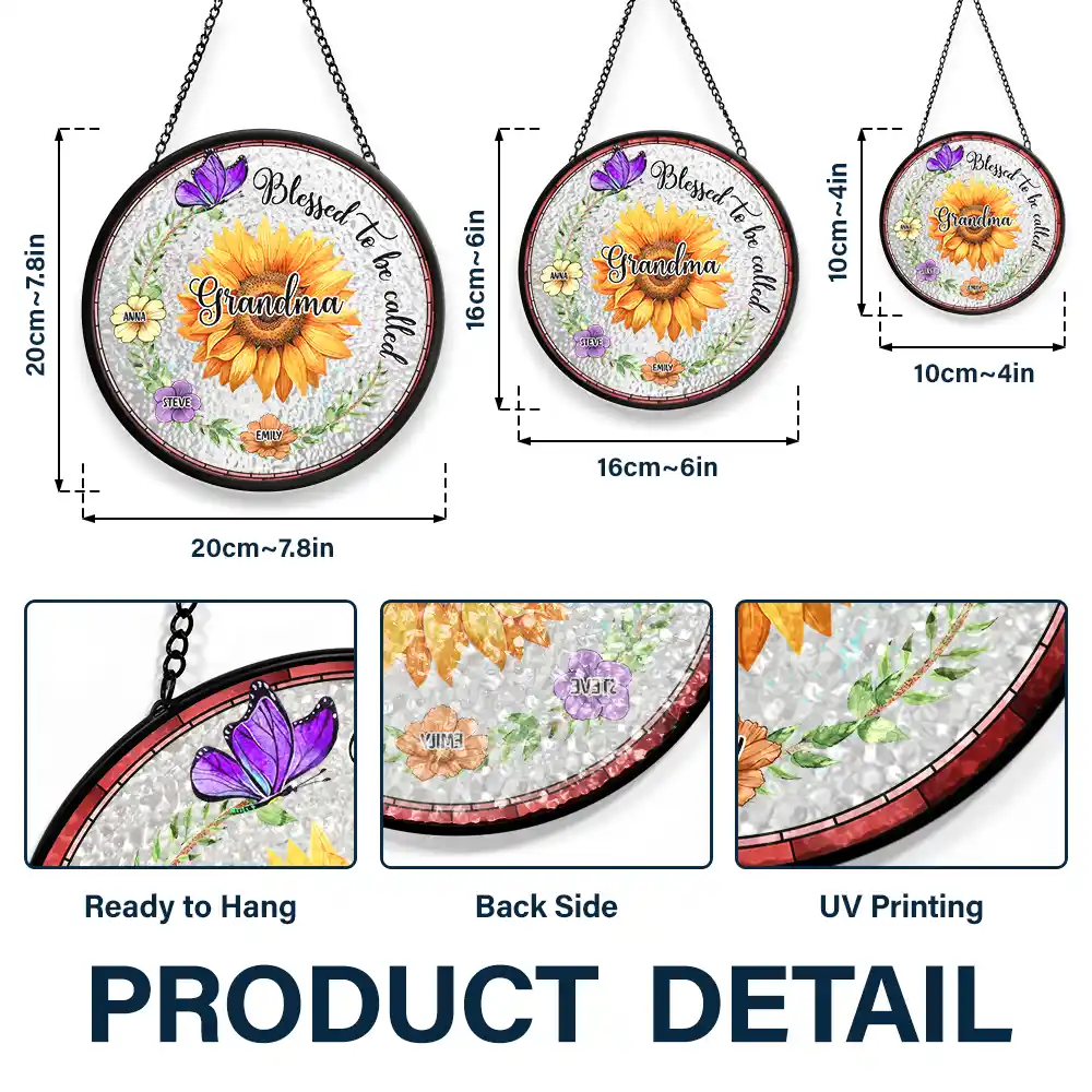 Birth Flowers Bless to Be Called - Personalized Stained Glass Window Hanging Suncatcher - Image 3