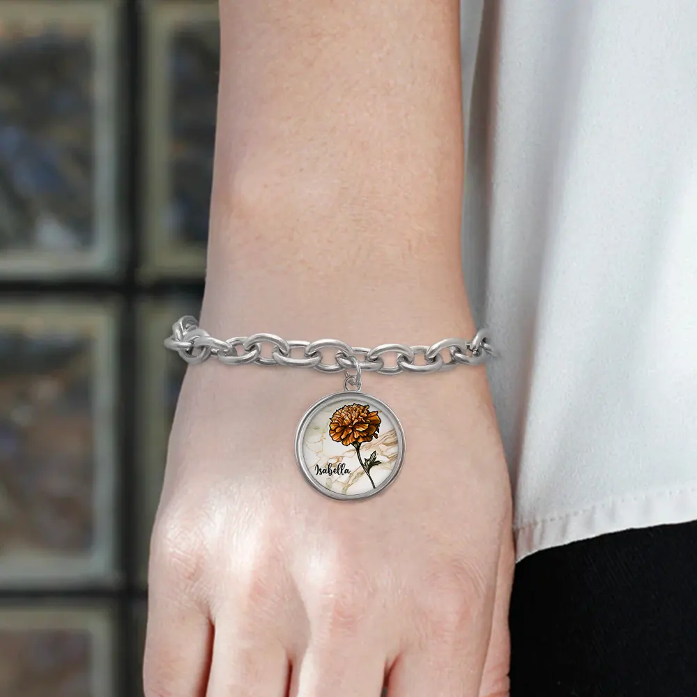 Birth Flowers Bloom Where You're Planted - Personalized Charm Bracelet - Image 4