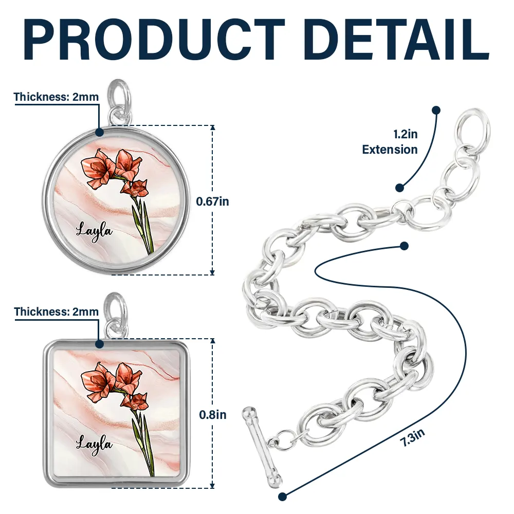 Birth Flowers Bloom Where You're Planted - Personalized Charm Bracelet - Image 5