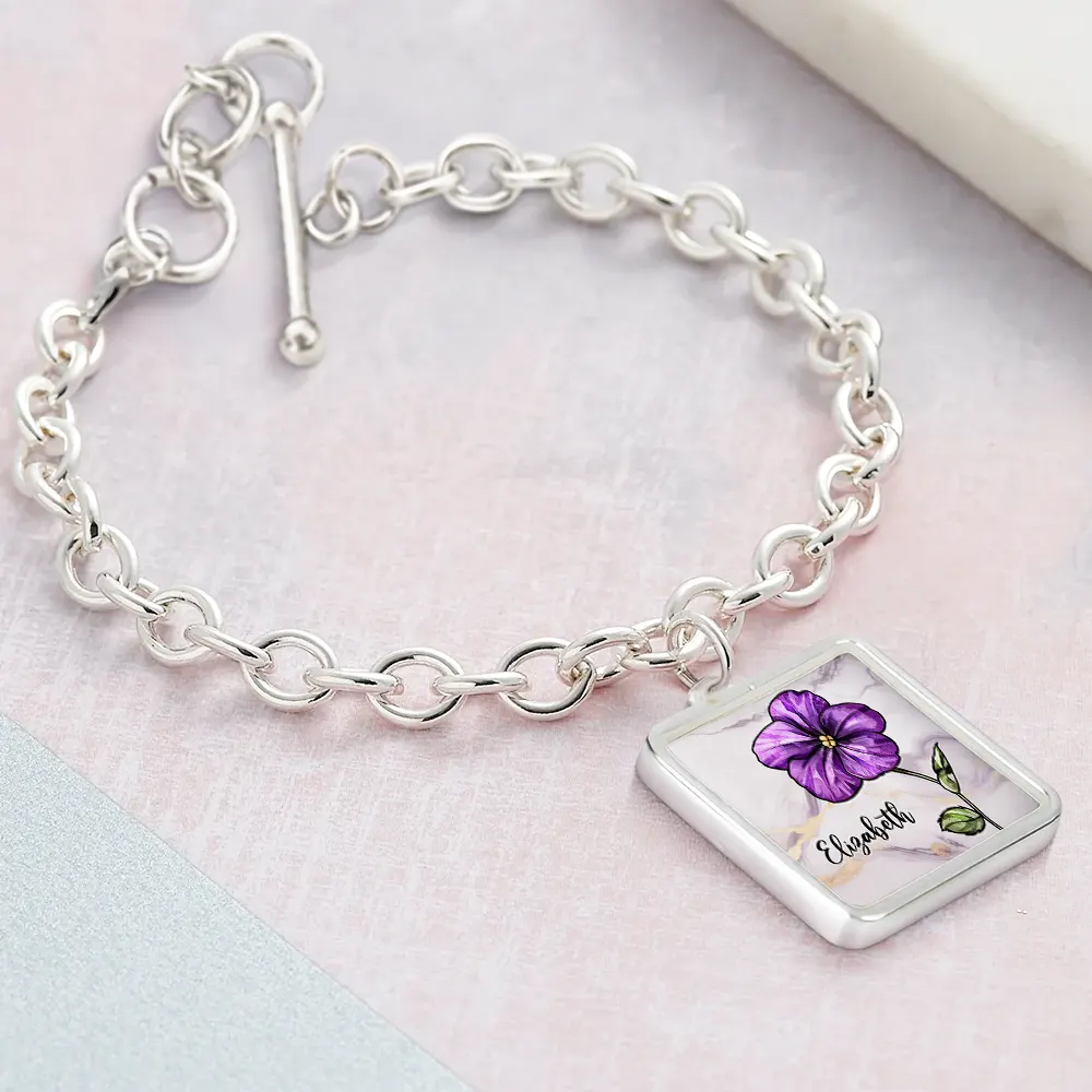 Birth Flowers Bloom Where You're Planted - Personalized Charm Bracelet - Image 6