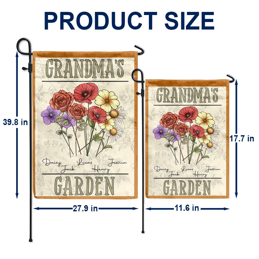 Birth Flowers Bouquet Grandma's Garden - Personalized Flag - Image 5