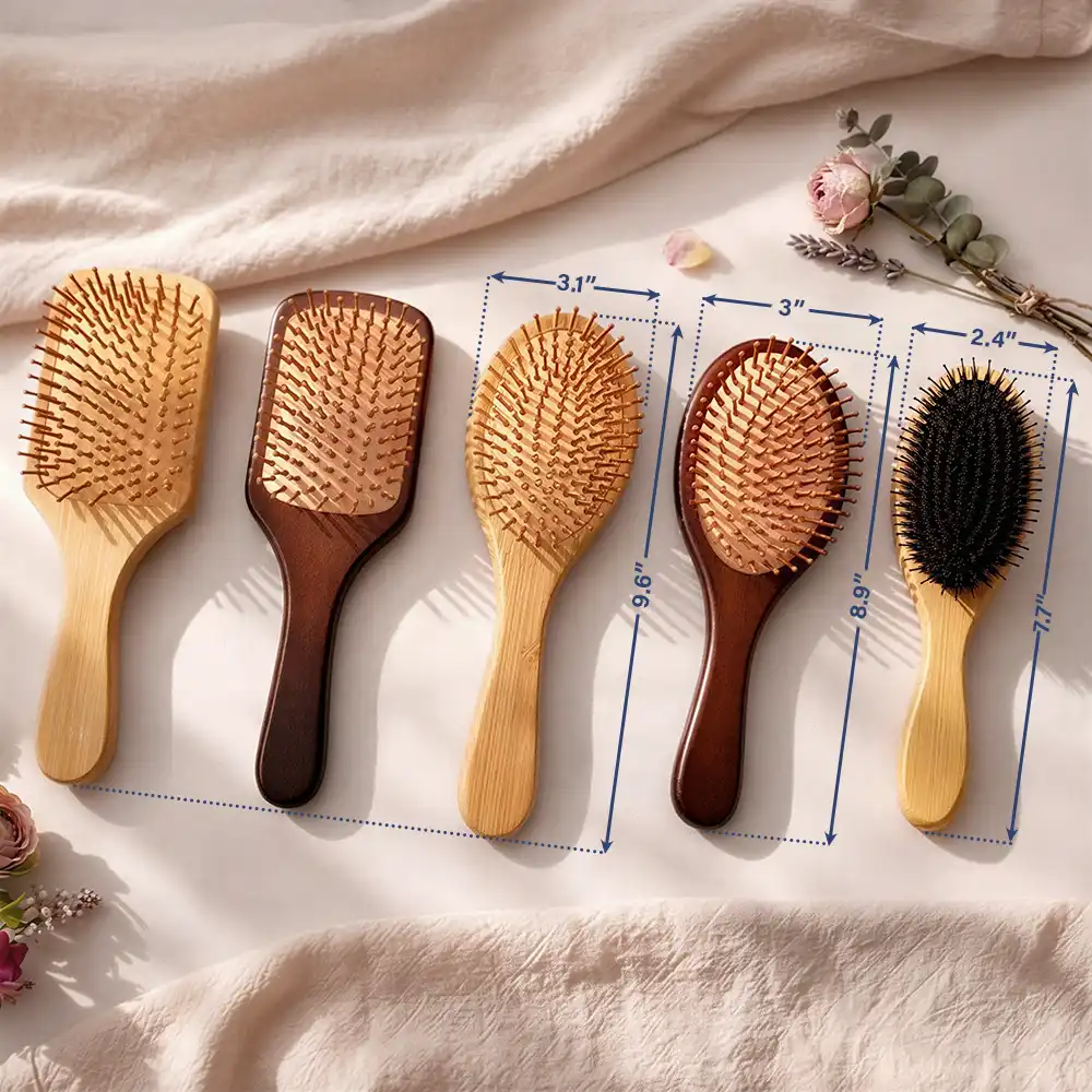 Birth Flowers Grandma's Garden - Personalized Wooden Hair Brush - Image 3