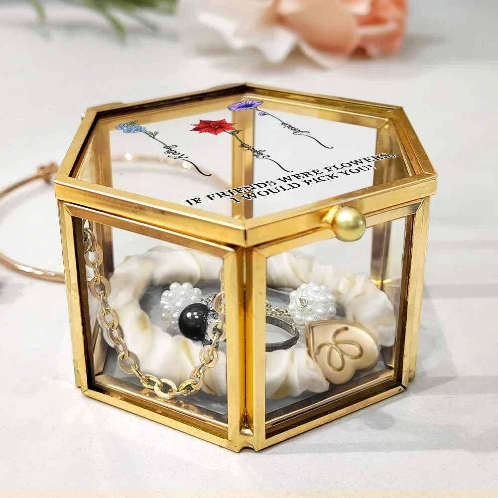 Birth Flowers Grow An Old Friend - Personalized Glass Jewelry Box - Image 3