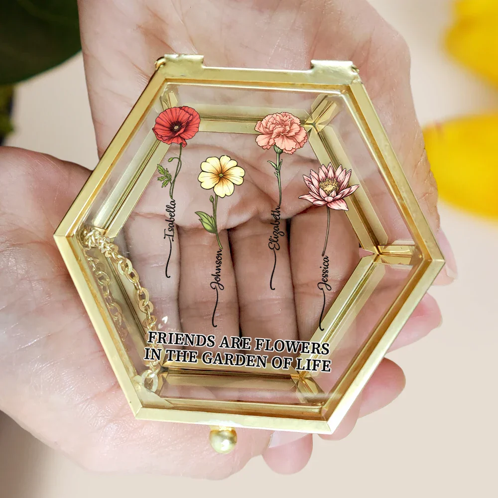 Birth Flowers Grow An Old Friend - Personalized Glass Jewelry Box - Image 5
