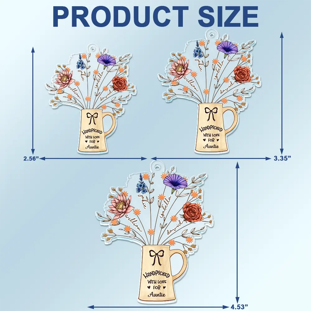 Birth Flowers Handpicked With Love For Mom Mama Nana - Personalized Acrylic Car Hanger - Image 4