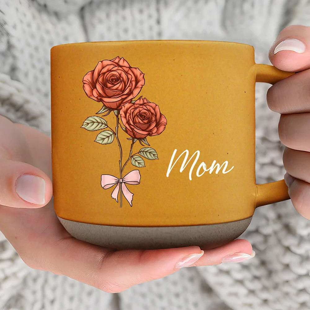 Birth Flowers Mom Grandma Nana - Personalized Pottery Mug