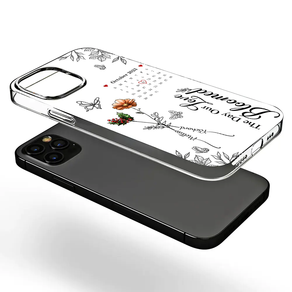 Birth Flowers With Calendar Our Love Bloomed - Personalized Clear Phone Case - Image 3