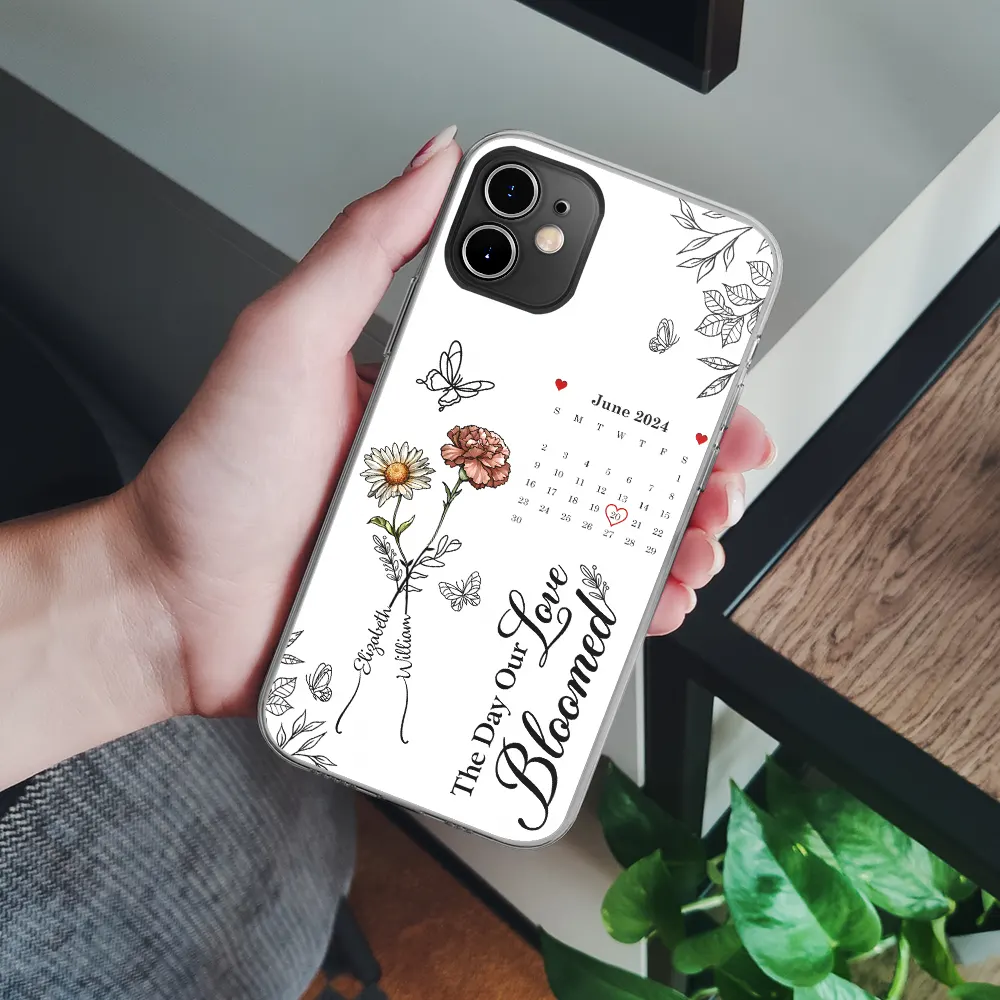 Birth Flowers With Calendar Our Love Bloomed - Personalized Clear Phone Case - Image 4