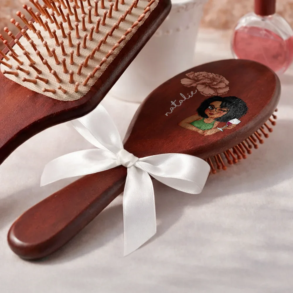 Birth Flowers Woman Bloom Where You're Planted - Personalized Wooden Hair Brush - Image 4