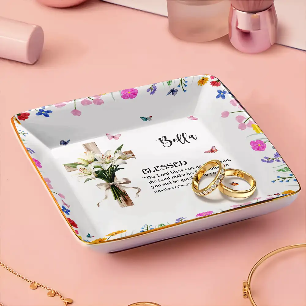 Birth Month Bouquet With Matching Bible Verse - Personalized Ring Dish - Image 3
