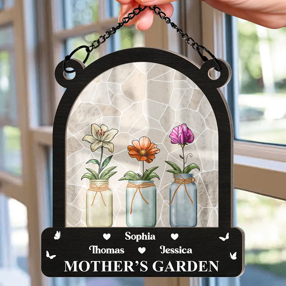 Birth Month Flower Blooming In Her Garden - Personalized Window Hanging Suncatcher Ornament - Image 2