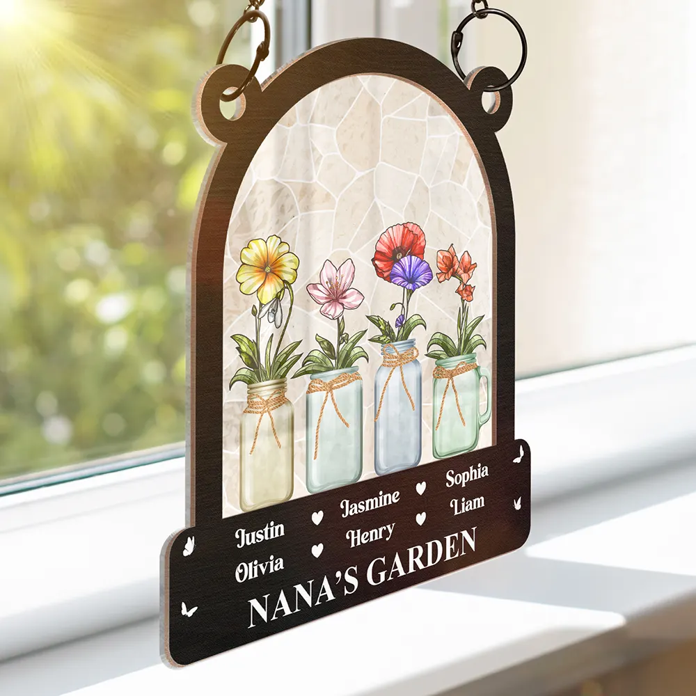 Birth Month Flower Blooming In Her Garden - Personalized Window Hanging Suncatcher Ornament - Image 3
