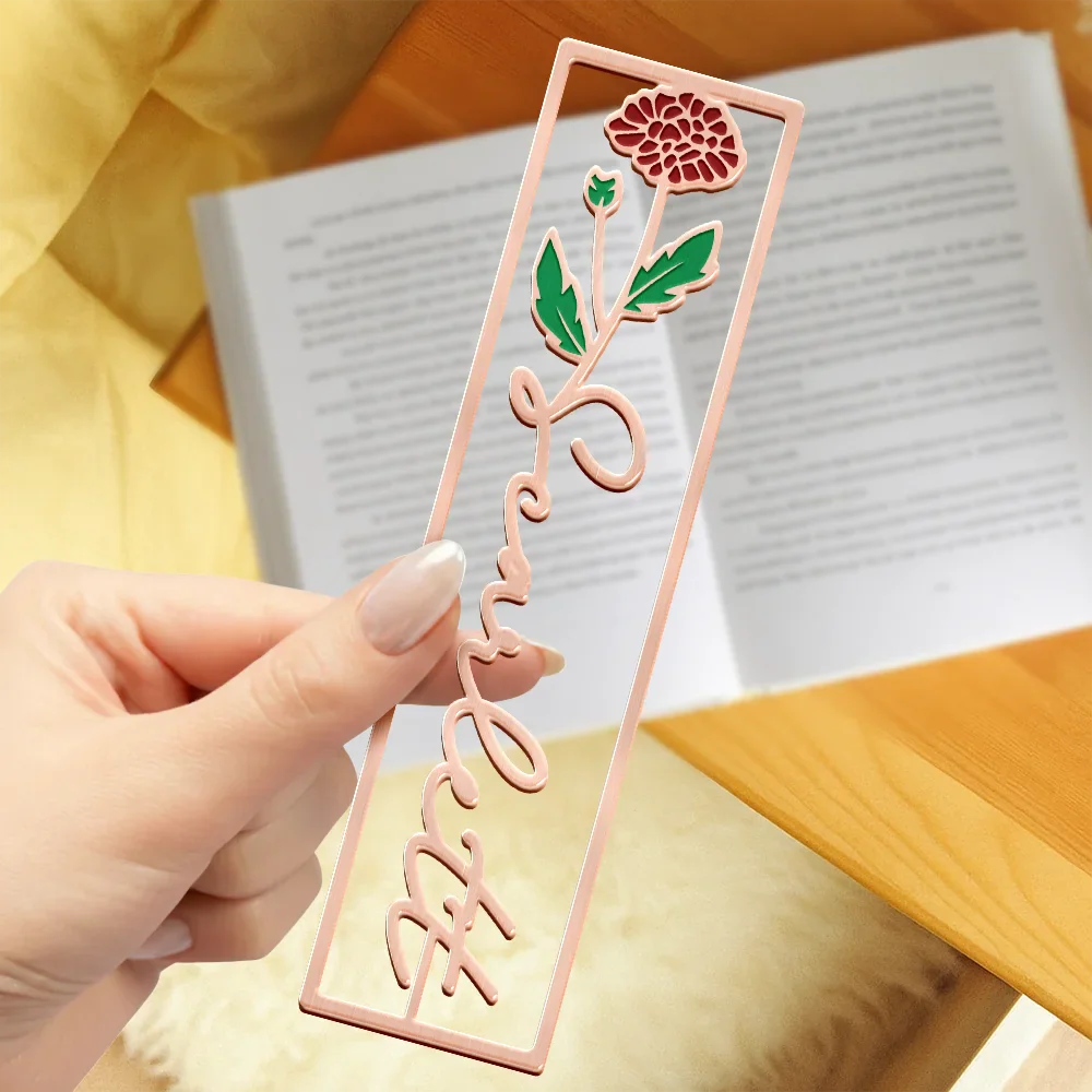 Birth Month Flower Bookish Keepsake - Personalized Metal Bookmark - Image 4