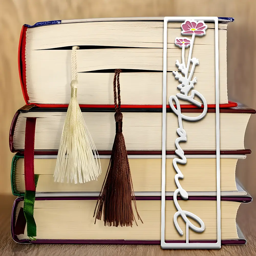 Birth Month Flower Bookish Keepsake - Personalized Metal Bookmark - Image 5