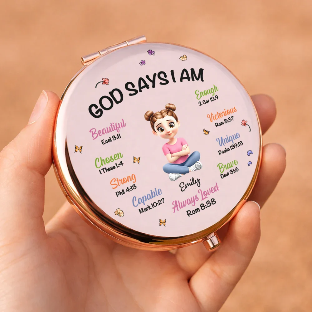 Birth Month Flower God Says I Am - Personalized Compact Mirror - Image 5