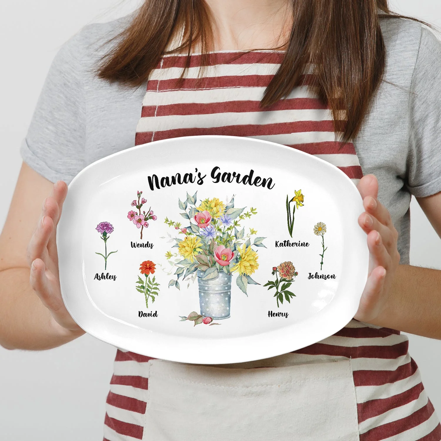 Birth Month Flower Grandma Garden - Gift For Grandma - Personalized Plate - Image 3