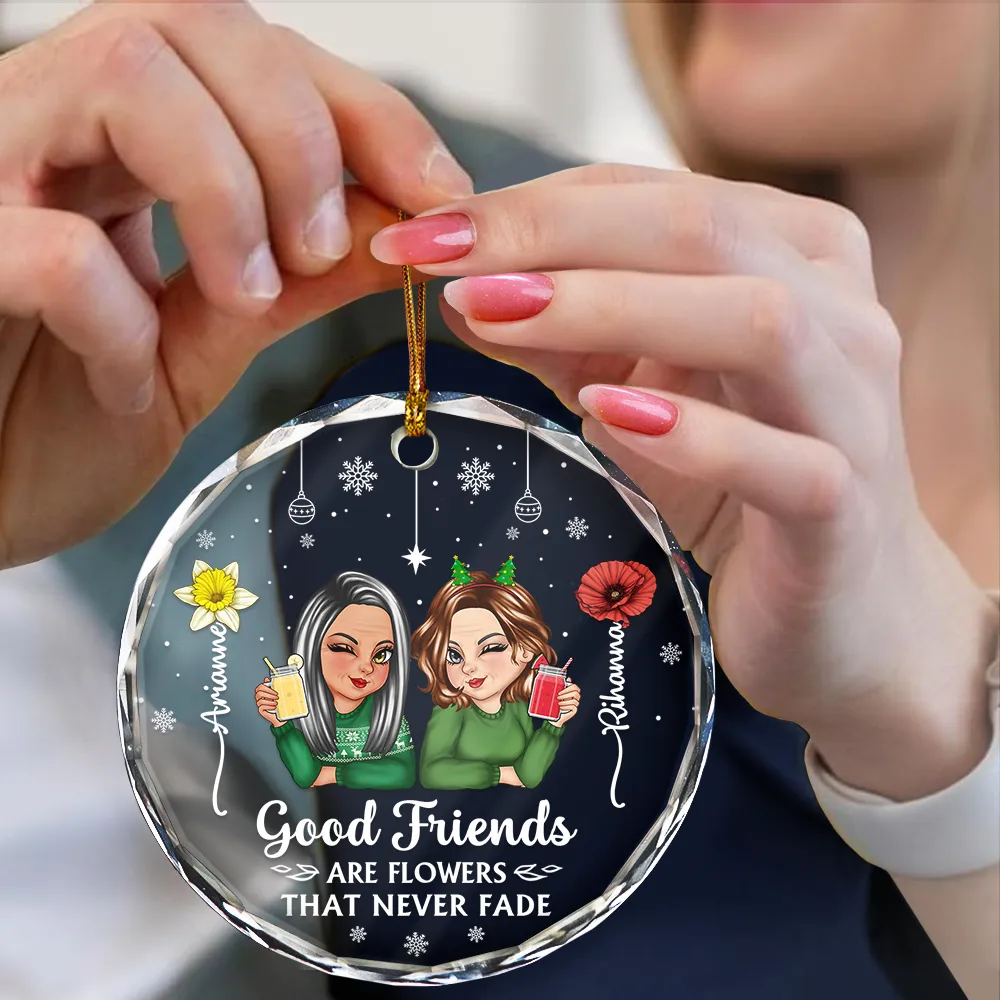 Birth Month Flower It Takes A Long Time To Grow An Old Friend - Personalized Circle Glass Ornament - Image 4