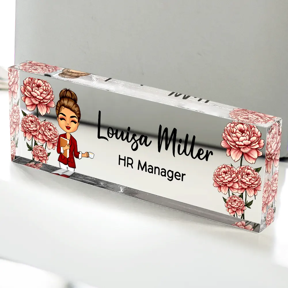 Birth Month Flower Man Woman Office - Personalized Desk Name Plate - Image 4