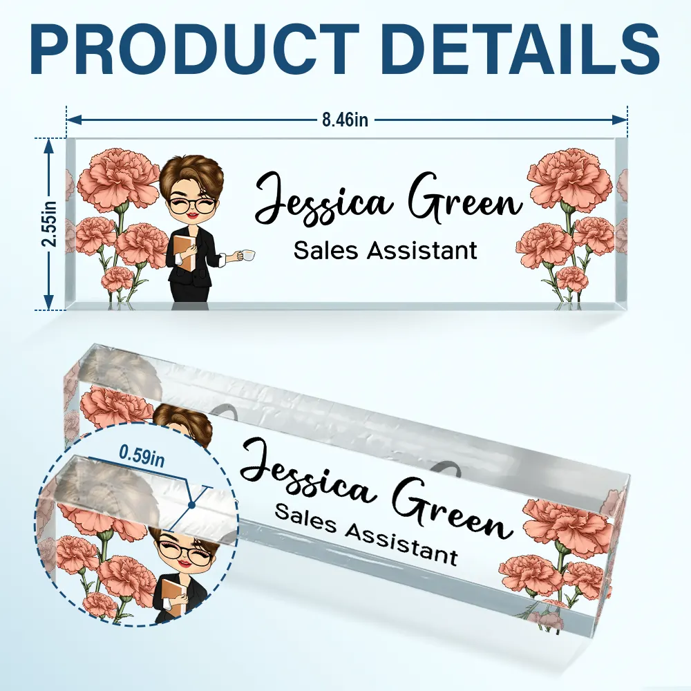 Birth Month Flower Man Woman Office - Personalized Desk Name Plate - Image 5