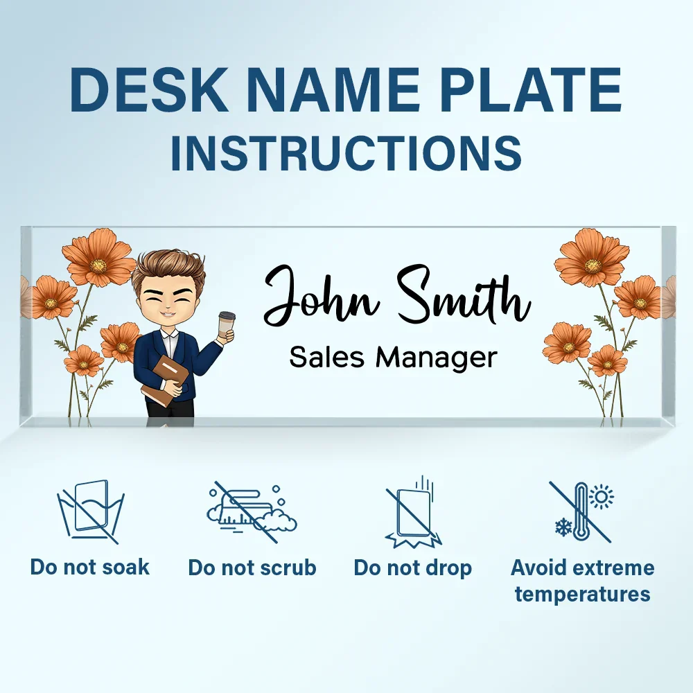 Birth Month Flower Man Woman Office - Personalized Desk Name Plate - Image 6