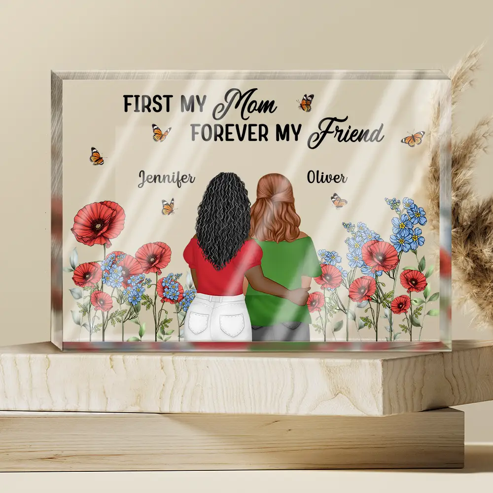 Birth Month Flower Mother And Daughter Forever Linked Together - Personalized Rectangle Shaped Acrylic Plaque - Image 4