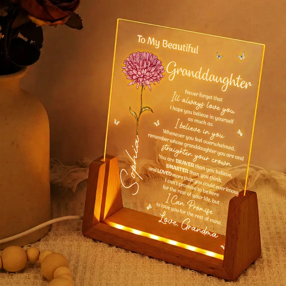 Birth Month Flower My Daughter Even When I'm Not Close By - Personalized Night Light - Image 2