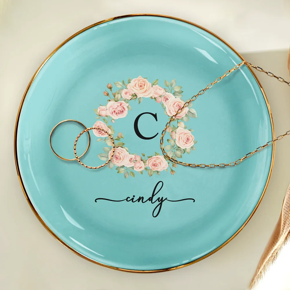 Birth Month Flower Name Blooming - Personalized Ring Dish - Image 4