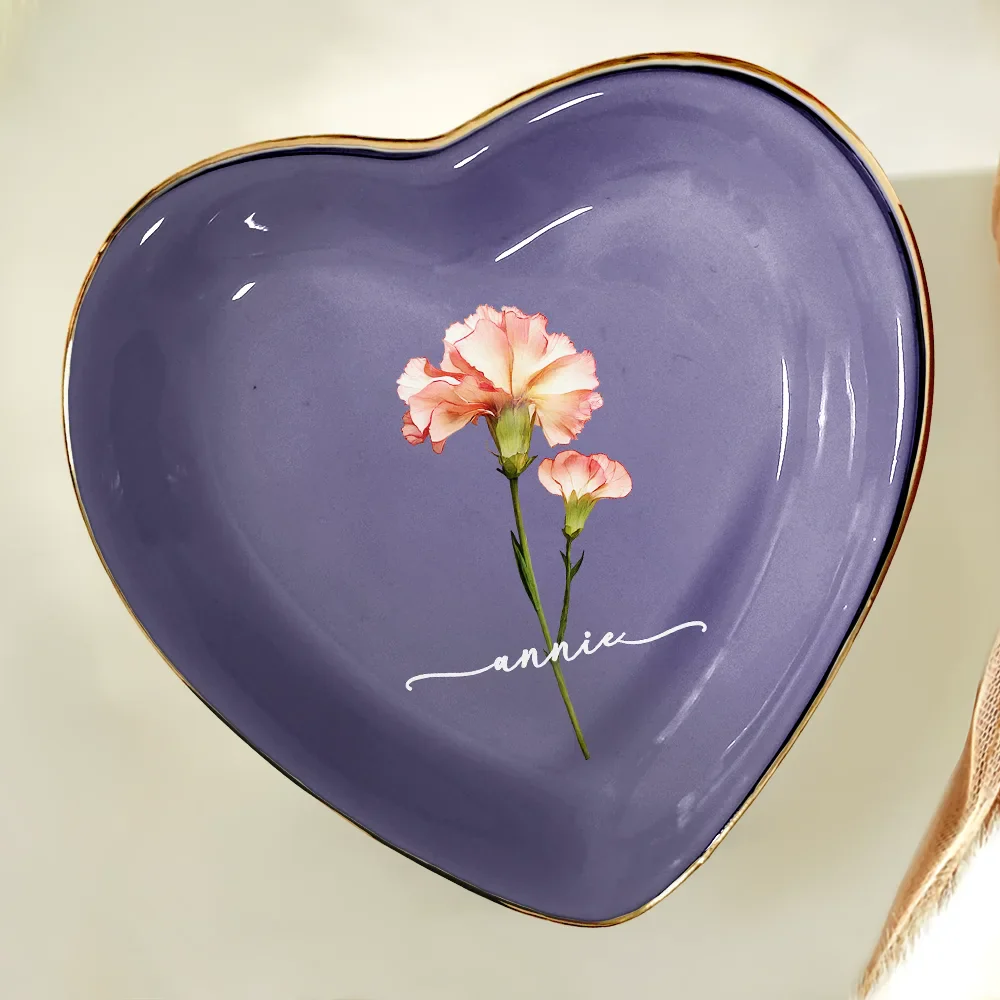 Birth Month Flower Name Blooming - Personalized Ring Dish - Image 5
