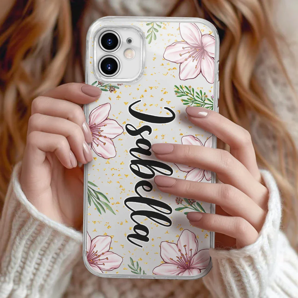 Birth Month Flower & Name - Personalized Clear Phone Case - Image 2