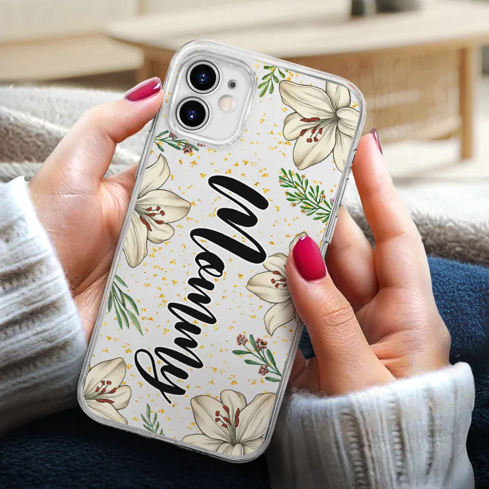 Birth Month Flower & Name - Personalized Clear Phone Case - Image 3