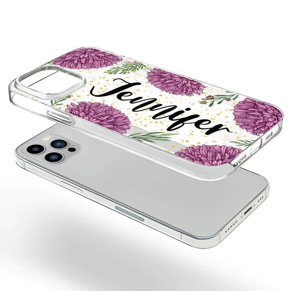 Birth Month Flower & Name - Personalized Clear Phone Case - Image 5