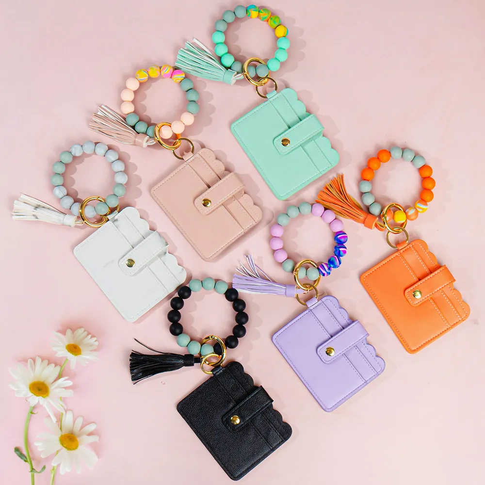 Birth Month Flower Name - Personalized Keychain Wristlet Leather Wallet - Image 4