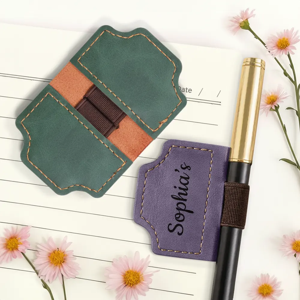 Birth Month Flower Name Sketch - Personalized Magnetic Leather Pen Clip - Image 4