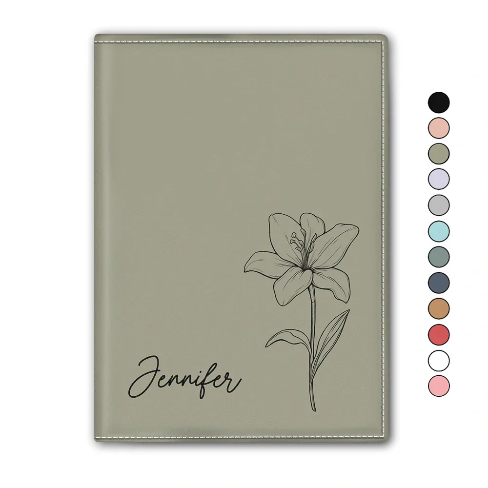 Birth Month Flower - Personalized Passport Cover, Passport Holder