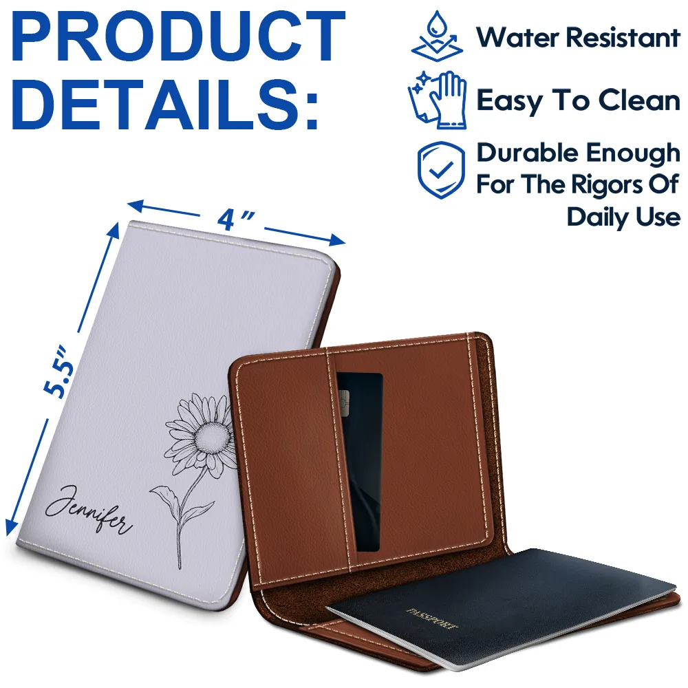 Birth Month Flower - Personalized Passport Cover, Passport Holder - Image 4