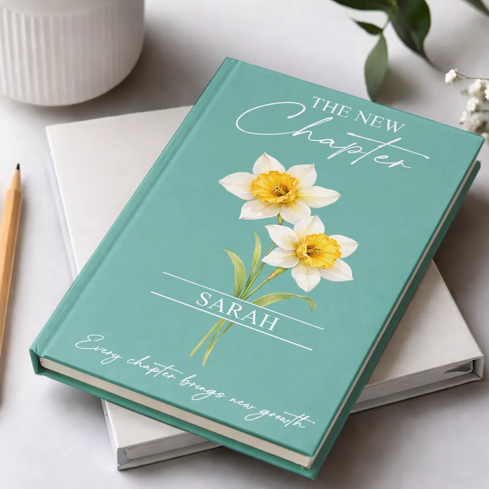 Birth Month Flower The New Chapter - Personalized Hardcover Journal - Image 2