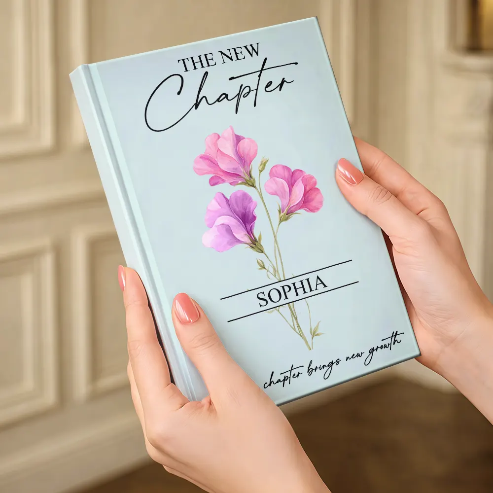 Birth Month Flower The New Chapter - Personalized Hardcover Journal - Image 4