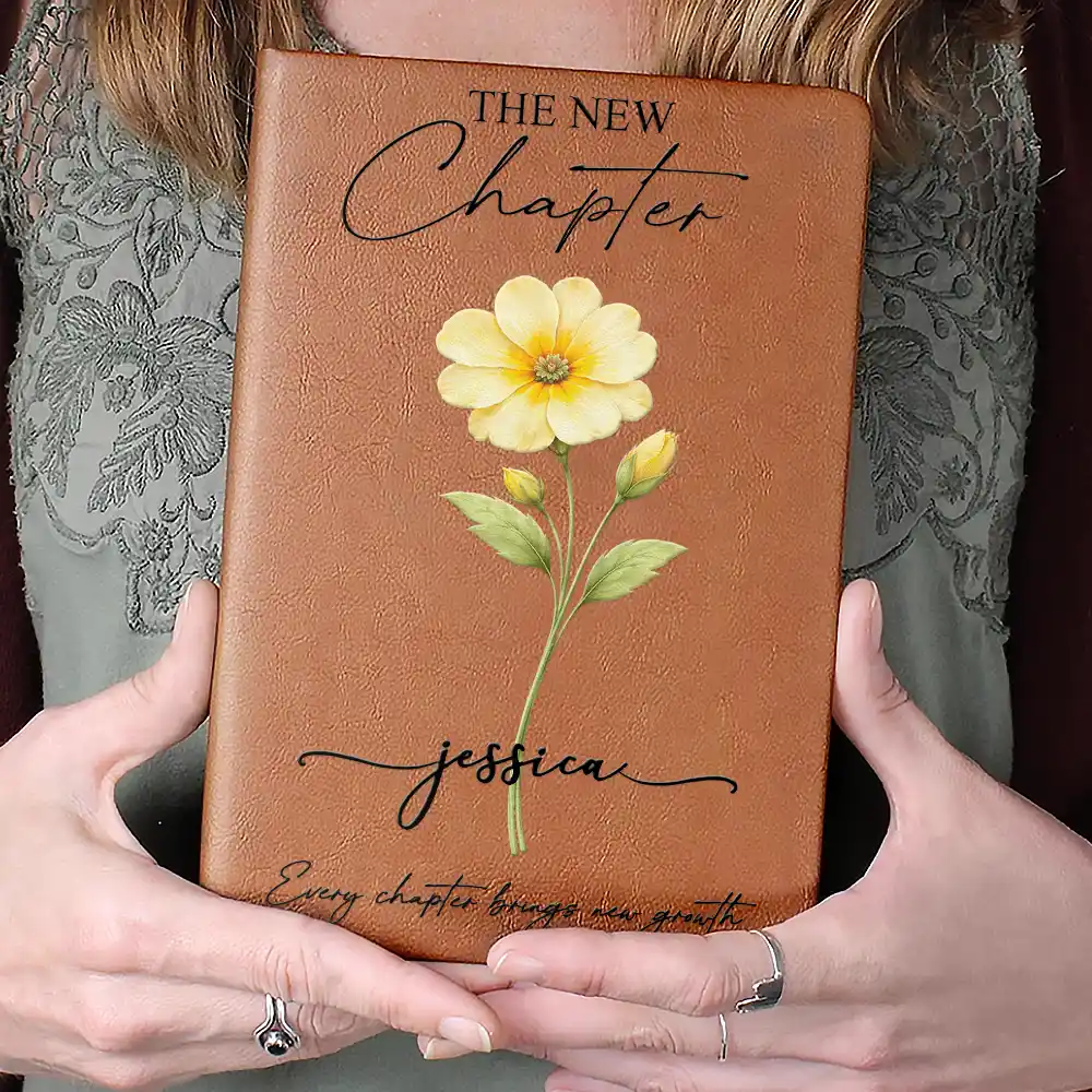 Birth Month Flower The New Chapter - Personalized Leather Journal - Image 5