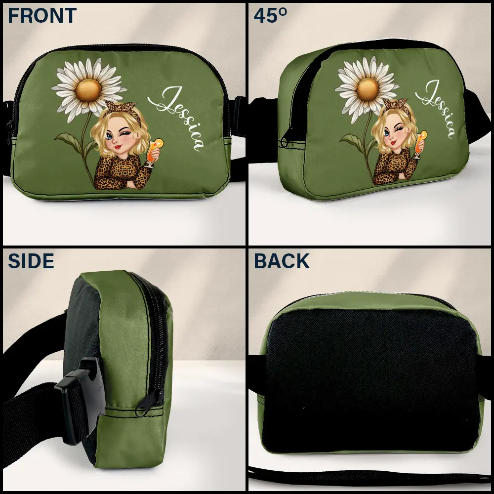 Birth Month Flower Travel Lover - Personalized Crossbody Belt Bag - Image 3