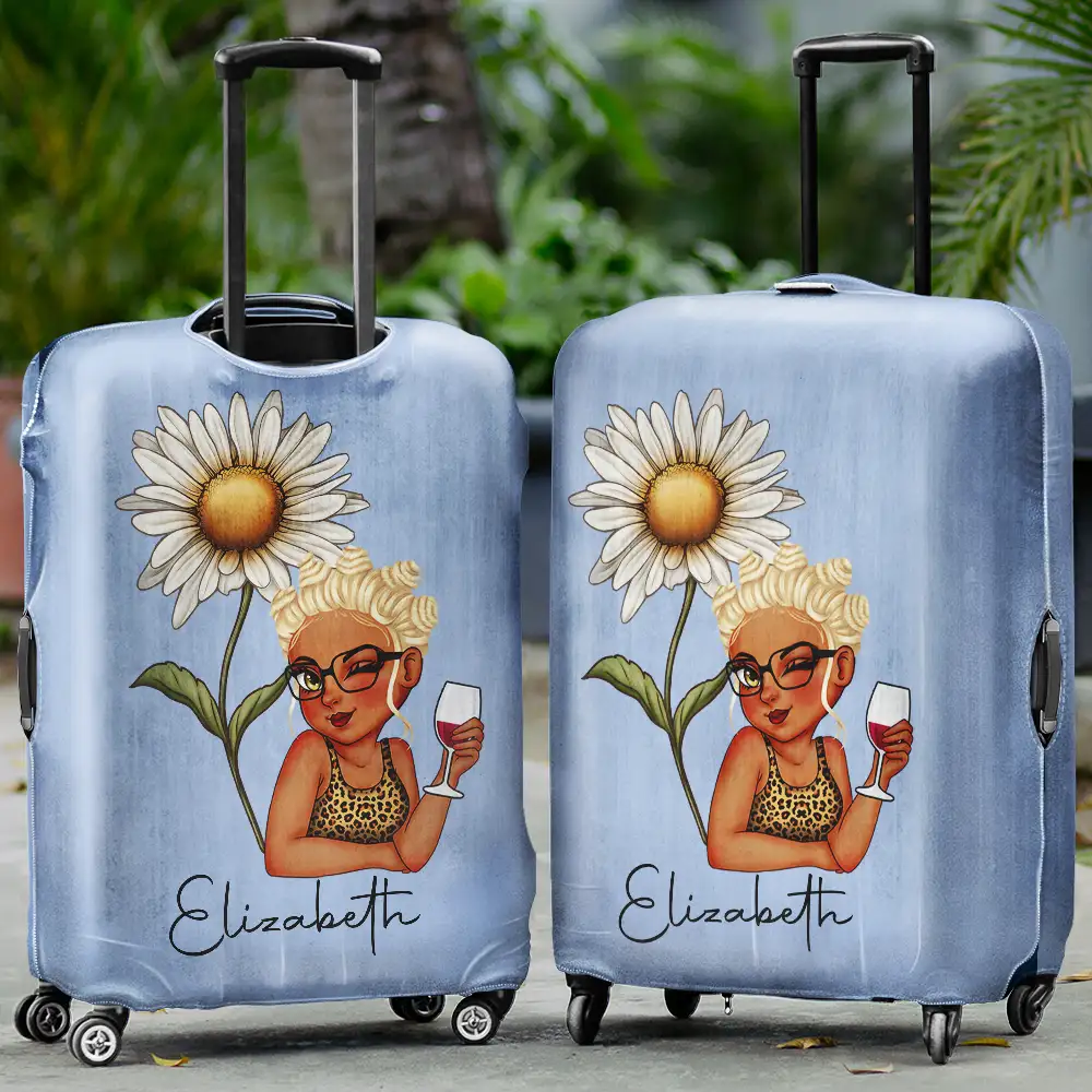 Birth Month Flower Travel Lover - Personalized Luggage Cover - Image 2