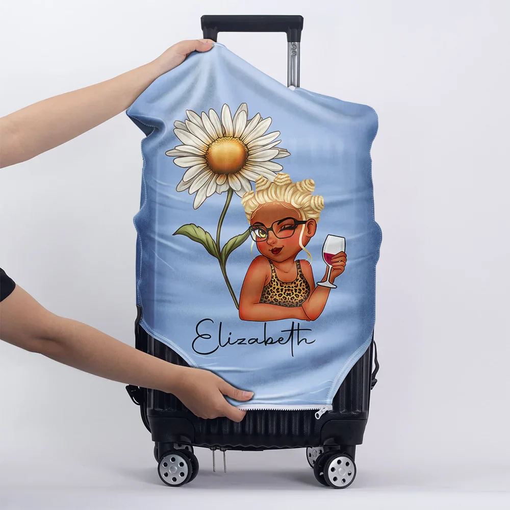 Birth Month Flower Travel Lover - Personalized Luggage Cover - Image 5