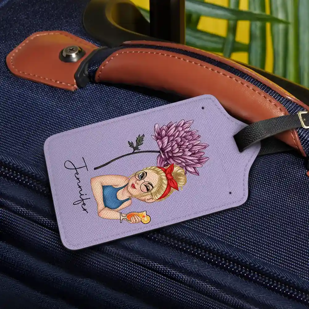 Birth Month Flower Travel Lover - Personalized Luggage Tag - Image 2