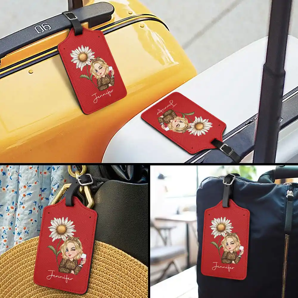 Birth Month Flower Travel Lover - Personalized Luggage Tag - Image 3