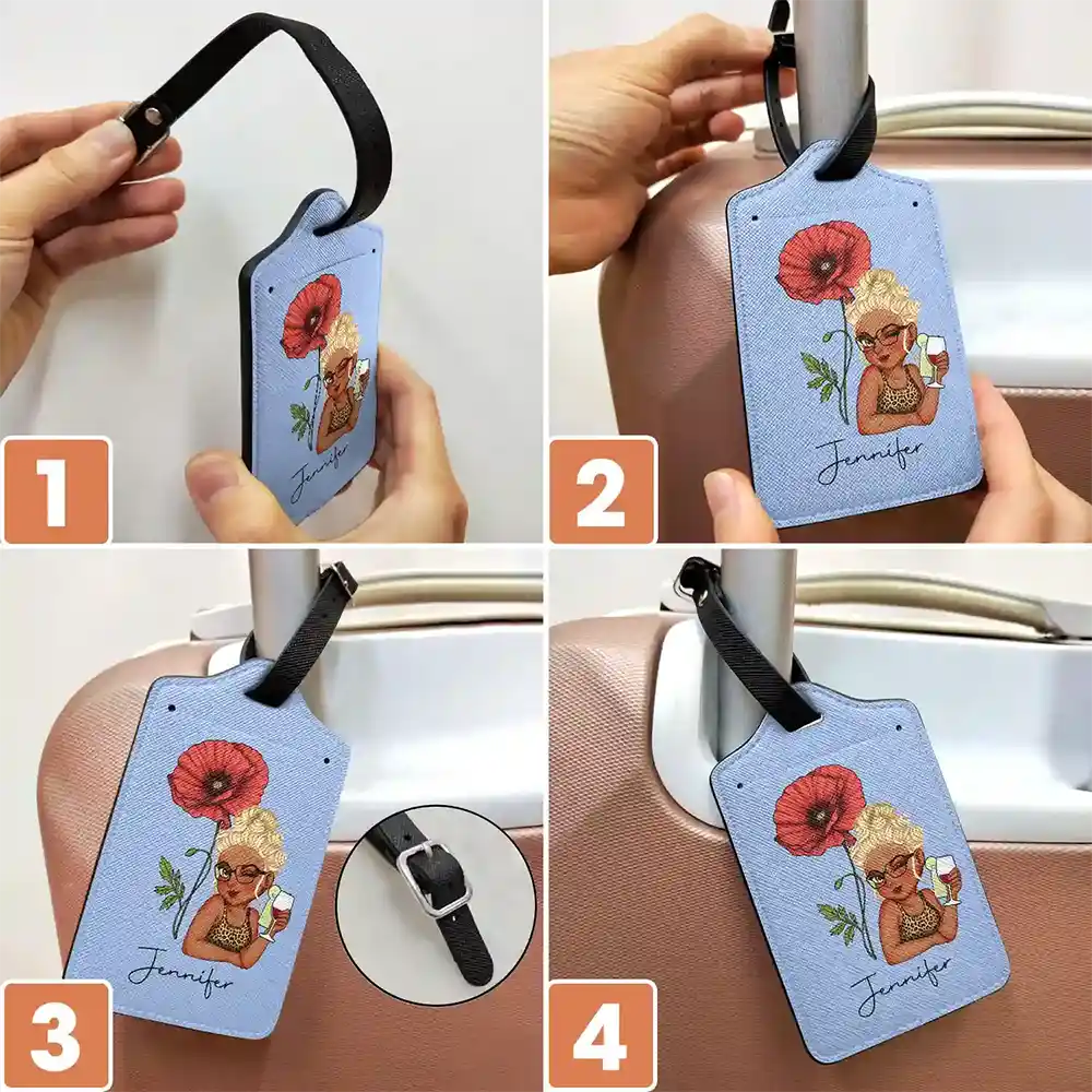 Birth Month Flower Travel Lover - Personalized Luggage Tag - Image 6