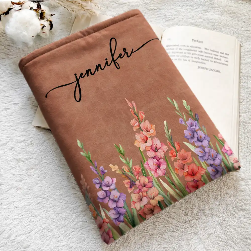 Birth Month Flower Watercolor Blooming In Love - Personalized Book Sleeve - Image 5