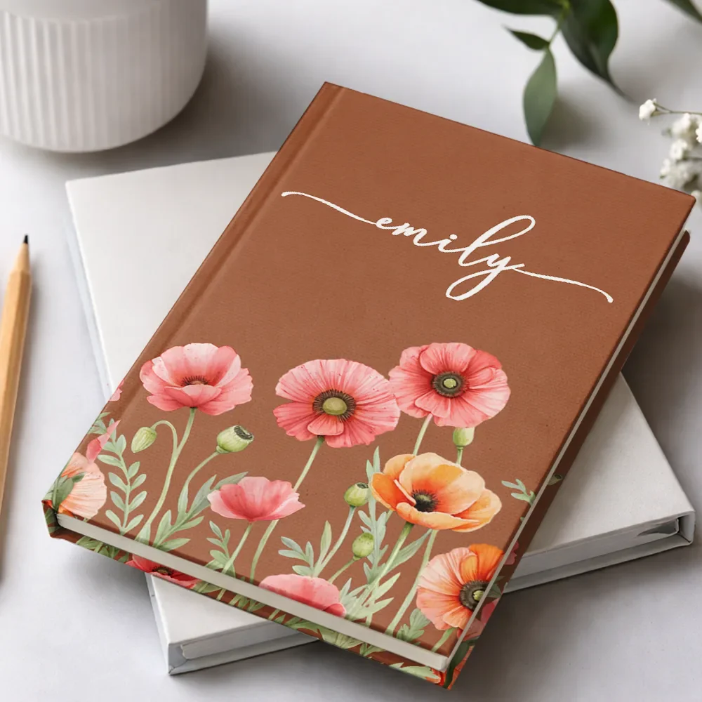 Birth Month Flower Watercolor Blooming In Love - Personalized Hardcover Journal - Image 2