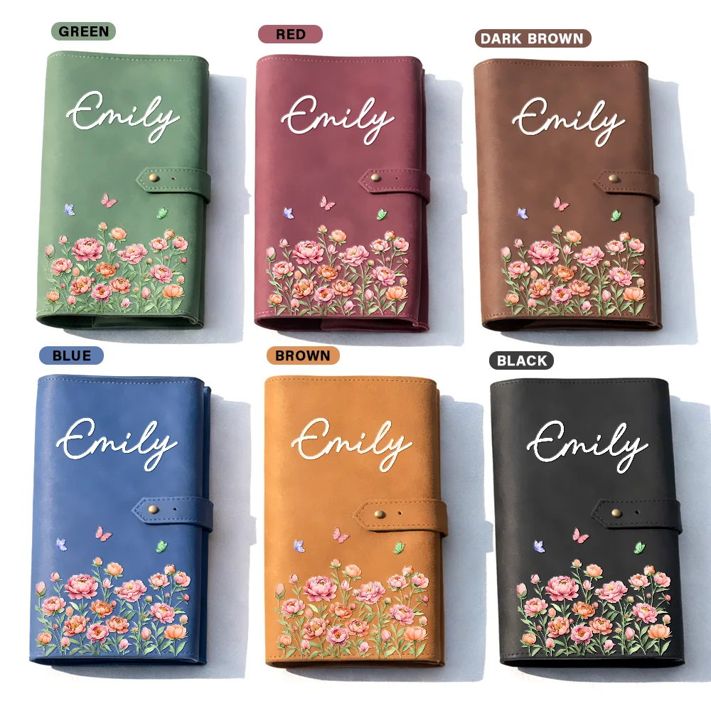 Birth Month Flower Watercolor Blooming In Love - Personalized Leather Cable Bag - Image 3