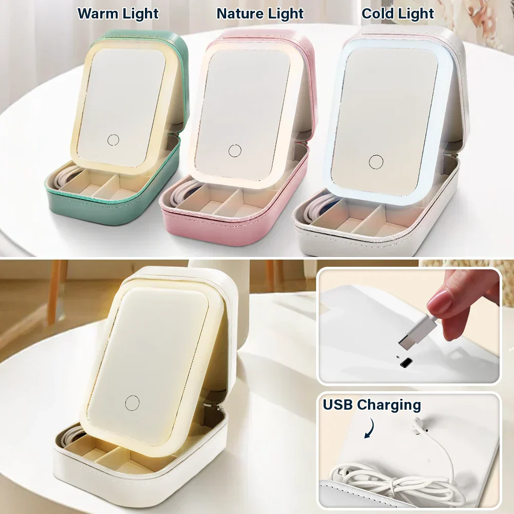 Birth Month Flower Watercolor Blooming In Love - Personalized Makeup Box With LED Mirror - Image 4